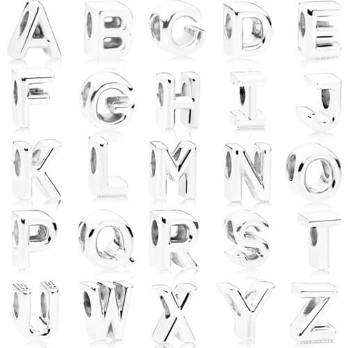MOQ 1pc initial letter alphabet diy bead fit original pandora charms bracelet fow womenn jewelry X003