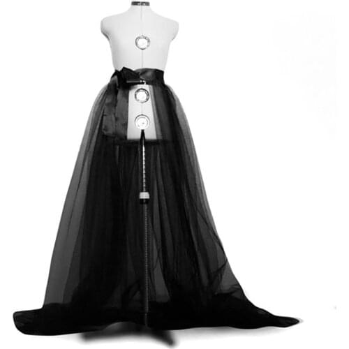 Fashion Women A-line Sheer Tulle Tutu Long Skirt Wedding Party Prom Princess Bandage Mesh Maxi Skirts Black Blue Red White