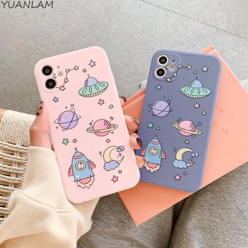 For Fundas iPhone 12 11 Pro XS Max 7 8 6S 6 Plus SE 2020 XR X 11Pro 12mini Case Star Moon Earth Aerospace Rocket Soft Back Cover
