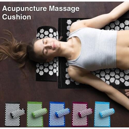 Lotus Spike Acupressure Massage Mat &Pillow Set Yoga Acupuncture Cushion Relieve Back Neck Muscle Pain Body Massage Mat dropship