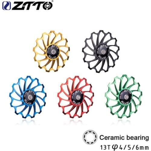 ZTTO 11T 13T MTB Bicycle AL7075 Rear Derailleur Pulley Guide Cycling Ceramics Bearing Jockey Wheel For MTB Road Bike 4mm 5mm 6mm