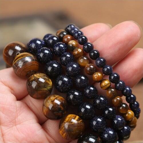 Natural Stone Blue Sand Tiger Eye Crystal 6-12mm Bead Small Gourd Exquisite Bracelet Jewelry Marking Free Shipping