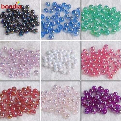 New Arrival 50pcs 8mm AB Color Round Acrylic Bead Loose Spacer Beads For DIY Handmade Jewelry Accessories