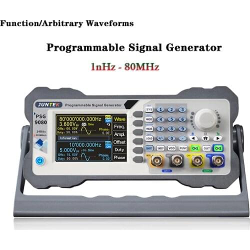New JUNTEK PSG9080 Programmable Arbitrary Generator 1nHz-80MHz Function Generator Pulse Generator Sale