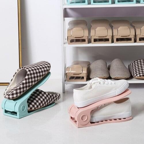 Shoe Rack Adjustable Home Shoe Bracket Double-Layer Integrated Shoe Rack Home Storage Plastic Shoe Tray Simple Space Saving