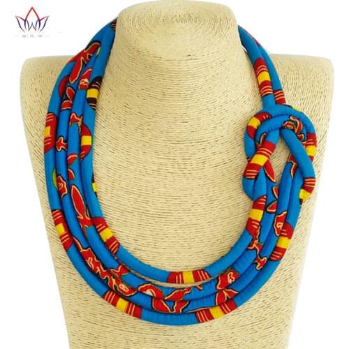 2020 African Fabric Bib Batik Necklace Print Fabric Knot Necklace AnkaraTribal Necklace For Women WYB174