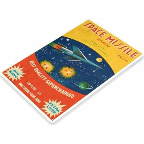 Space Missile Firecrackers Fireworks Retro Tin Metal Sign