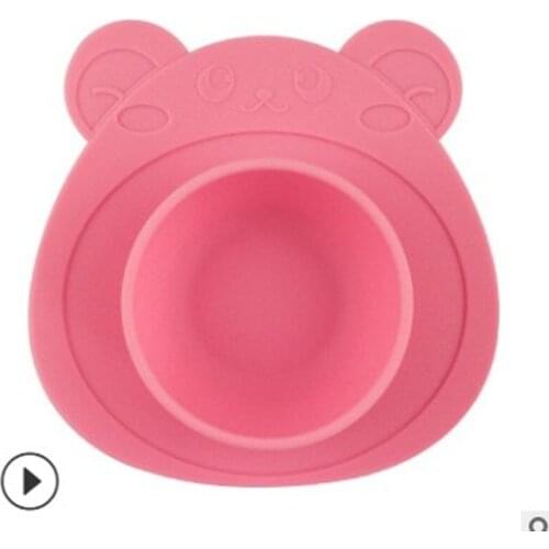 Direct selling childrens silicone dinner plate cartoon creative bear model dinner plate non-slip integrated infant creative bow