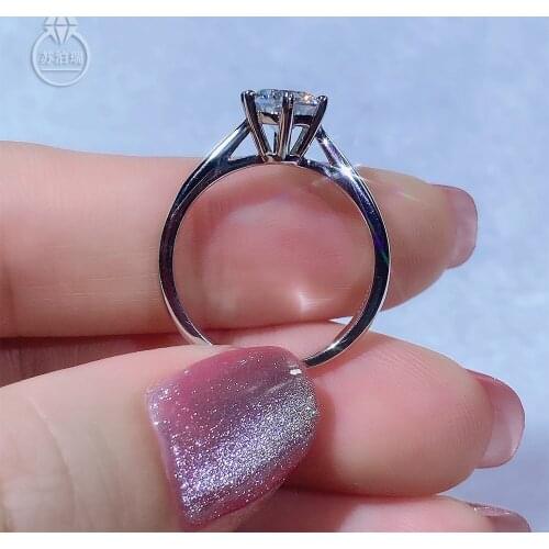 Adjustable ring Real moissanite ring size 5-8mm 0.5CT 1CT 2CT Resizable 925 Silver lab Diamonds simple fashion Upscale For Women