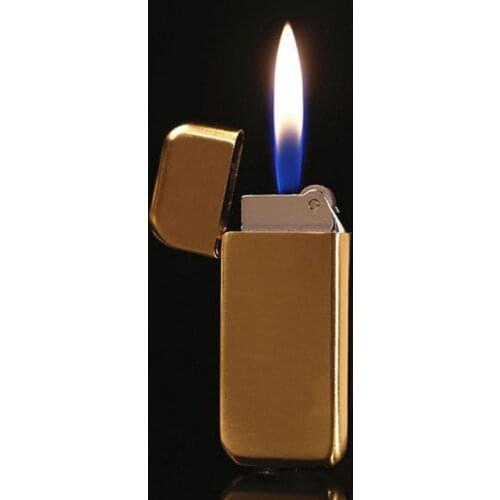 Grinding Wheel Inflatable Lighter Metal Open Flame Cigarette Lighter Thin Compact Portable Re Inflatable