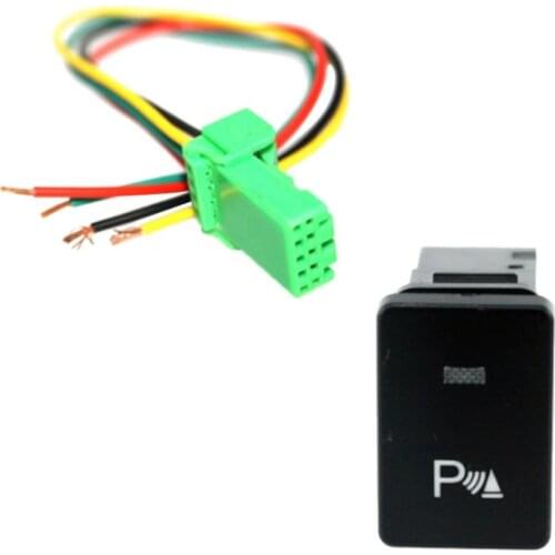 Blue LED 5pin Parking Push Switch with Connector Wire for Toyota -1.3'' x 0.88