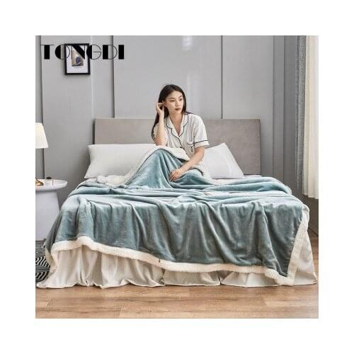 TONGDI Woolen Raschel Blanket Soft Thickened Heavy Warm Elegant Two-tiered Fleece Luxury For Cover Sofa Bed Bedspread Winter