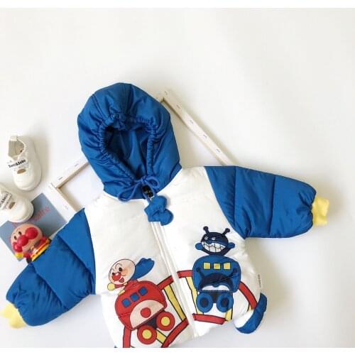 Tonytaobaby Winter New Baby Childrens Cute Cartoon Printing Train Cotton Coat Kids Winter Jacket