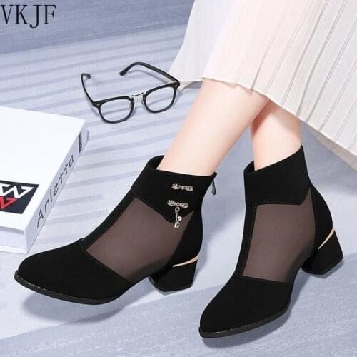 Summer Mesh Peep Toe Sandals Sexy Heels Single Shoes Women Shoes In Europe America 2021 Spring Summer Pumps Gauze Mujer Black