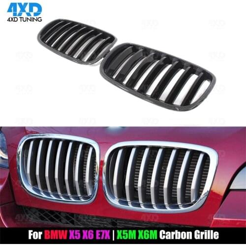 X5 Front Bumper Grill For BMW E70 X6 E71 Carbon Fiber Grille Single&Dual Slat Gloss Black 3 Color 2007 2008 2009 2010 -2012 2013