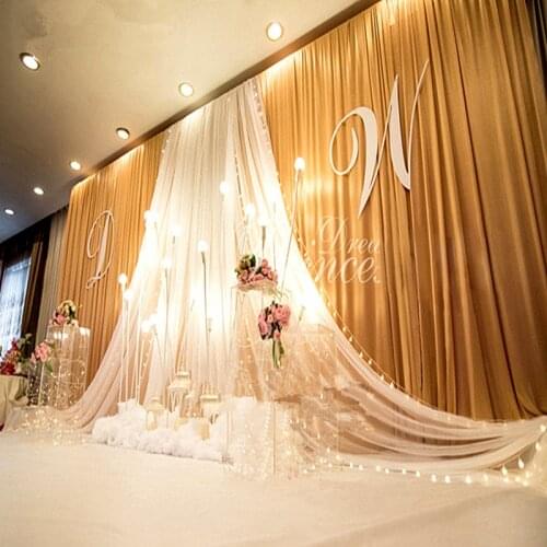 Customized Organza Swag Ice Silk Wedding Backdrop Curtain Simple Design Birthday Party Decoration Props Stage Background