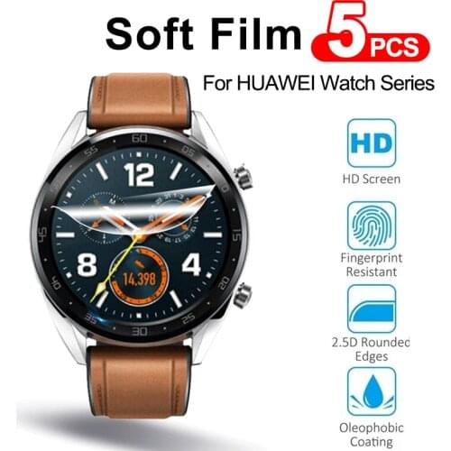 5Pcs Full Screen Protector For Huawei Watch GT 2 Pro 46mm 42mm Soft Film For Huawei Watch 3 pro Ultra-thin Protective Film Cover
