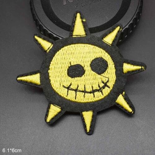 Skull Yellow Sun Moon Iron On Full Embroidered Clothes Patches For Clothing Stickers Garment Wholesale