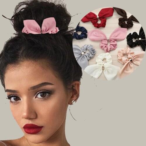 Women Hair Tie Elastic Rabbit Ear Hairband Rope Solid Scrunchies Fashion Hair Accessories Ponytail Holder лента для волос