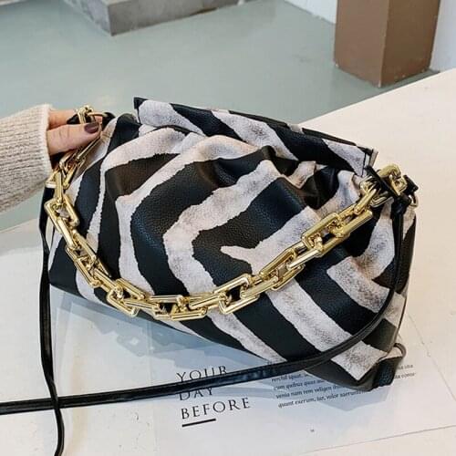 Zebra pattern Bag For Women Cloud bag Soft Leather Hobos Bag Shoulder Purse Women Crossbody Bag Luxury Chain Handbag And Purse