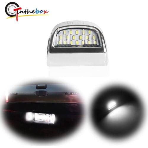1PC Gtinthebox Chrome Silver Lens Xenon White 18-SMD LED License Plate Lights For Chevrolet Silverado GMC Sierra 1500 2500 3500