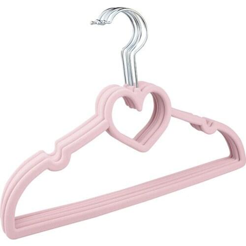 10 pcs/lot 33cm Heart Shaped Clothes Hanger Flocking Hangers for Kids Non-slip Baby Clothing Hanging