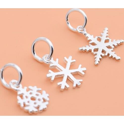 10PCS Small snowflake pendant S925 sterling silver jewelry pendant, handmade DIY string bead material bracelet accessories