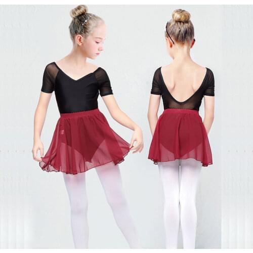 Girls Ballerina Dress Gymnastics Ballet Leotards Dance Dress Cotton Leotard&Skirts Pink Black Ballet Training Dance Wear For Kid