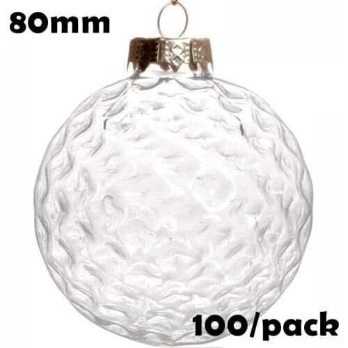 Free Shipping Handmade DIY Paintable Christmas Decoration Ornament 80mm Glass Golf Ball, 100/Pack