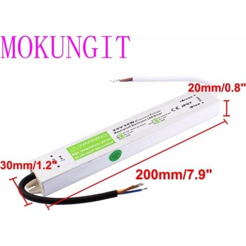 Fast shipping 30pcs IP67 24V 30W Waterproof Transformer Power Supply LED AC90-250V to DC24V Switch Transformer For LED Strip