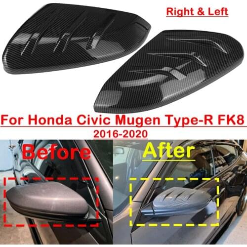 Carbon Fiber Look ABS Add-on Car Side Door Rear View Cap For Honda For Civic 2016-2020 Rearview Mirror Covers