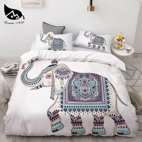 Dream NS 3Pcs Luxury Elephant Pattern Bedding Home Textiles Set Queen Bedclothes Duvet Cover Pillowcase Comforter Bedding Sets