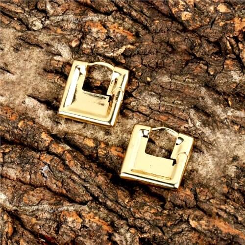EYIKA Retro Minimalist Square Hoop Earrings for Women Girls Gold Silver Color Brass Ear Hook Geometric Statement Jewelry Gift