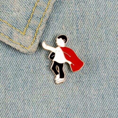 Superhero Movie Enamel Brooches Red Cloak Cool boy Lapel Pins handsome Man Creative jewelry Backpack shirt Fashion Badges