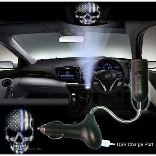 Flag Skull Logo Car Cigarette Dome Roof Reading Laser Projector Ghost Shadow Decorative Atmosphere LED Light #B4511