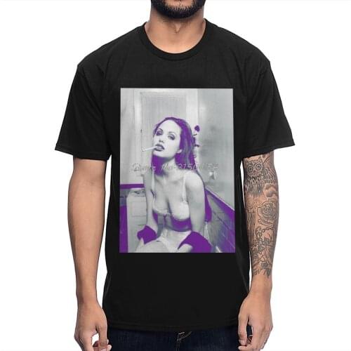 Rock And Roll Sexy Angelina Jolie T Shirt Summer Men Cotton T-shirt Casual O-neck Tshirt Hip Hop Tees Tops Harajuku