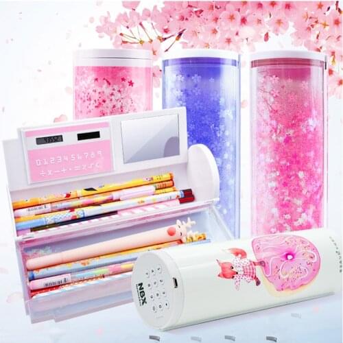 NBX Stationery Box Coded Lock Newmebox Password Pencil Case Cartoon Pattern Pen Holder Large Capacity Home Office School Storage