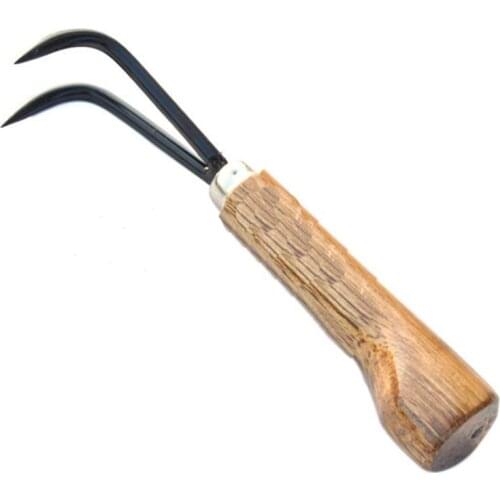 Bonsai tools Garden Tools hook wooden handle carbon steel two claw Root hook Gardening tools for Loosing soil