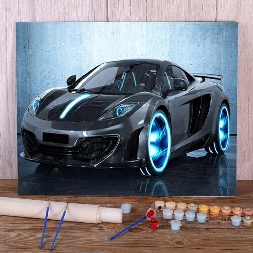Landscape Car DIY Painting By Numbers Package Oil Paints 50*70 Canvas Painting Home Decoration Adults Wall Art Handiwork