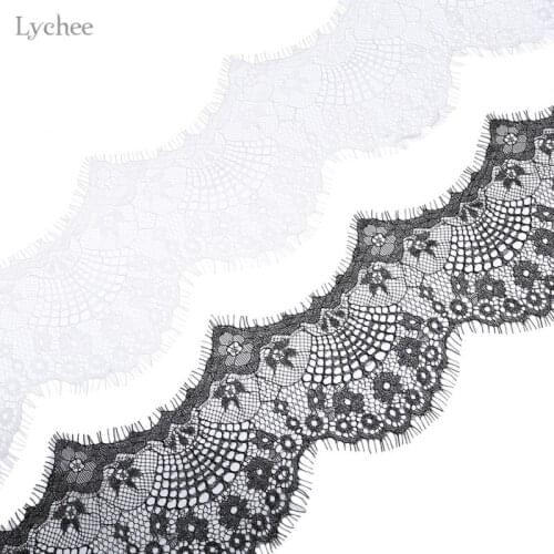 Lychee Life 3 Yards Eyelashes Lace Ribbon For Wedding Dress Lace Trim Sewing Applique Accessories