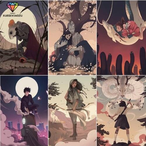 XUEQIXIAOZU Full Square / Round Japanese Illustration Diamond Drawing Diamond Embroidery 5D DIY Mosaic Painting Diamond Setting