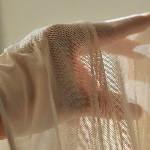 Lac96-Skin/Black/White Perspective Lace Mesh Fabric For Wedding Dress Evening Dress Fabric Soft Transparent Extra Elastic Mesh