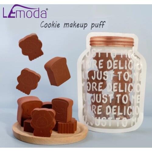Lemoda 6pcs Makeup Sponge Cookies Shape Cartoons Soft Dry and Wet Cosmetics Puff Face Cream Beauty Foundation Tools Blende Set