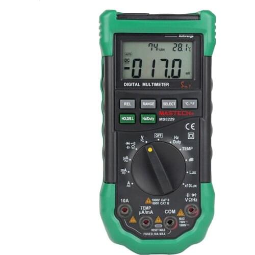 Mastech MS8229 Auto range Digital Multimeter DMM Meter 5 in 1 Multitester Light Sound Level Temperature Humidity Tester