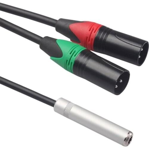 Copper Double Shielded 6.35 Female to Dual XLR Male XLRT Balanced Cable Aluminum Foil Microphone o Cable