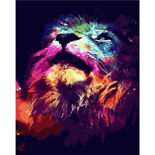 Colorful Lion Framed Pictures DIY Painting By Numbers DIY Oil Painting On Canvas Home Decoration Wall Art GX26169 40X50CM