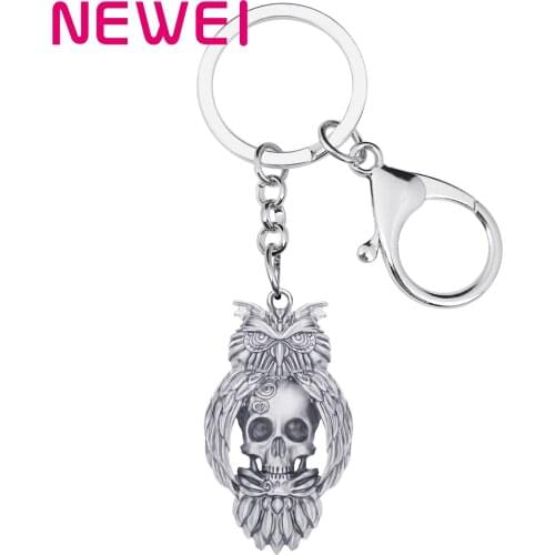 Newei Halloween Alloy Antique Gold Plated Owl Skull Keychains Keyring Skeleton Key Chain Jewelry For Women Teens Kid Party Gift