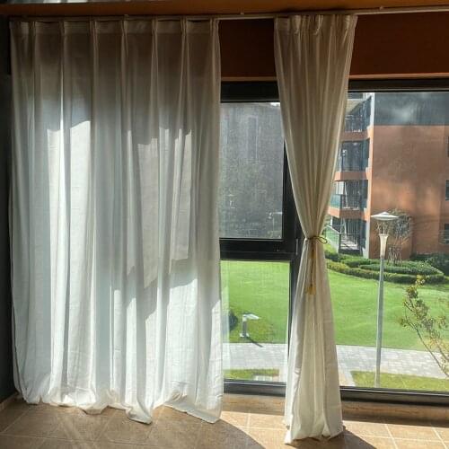 New Semi-blackout White Curtains for Bedroom Living Room Sun-proof Pure White Cortinas Finished Blinds Thick Fabric Window Decos