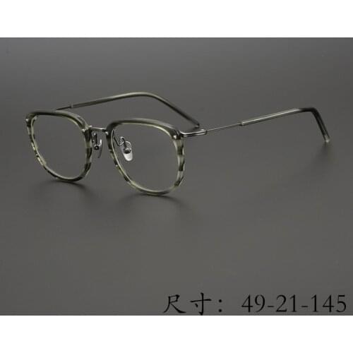 Vintage Turtle Green Stripe Acetate Pure Titanium Eyeglass Frame Ultra Light Design Eyewear Women Men Original Quality box case