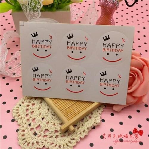 Wholesale Diameter 3cm Smiling Face HAPPY BIRTHDAY Round Paper Seal Sticker Label For Birthday Party Gift Wrapping Stickers